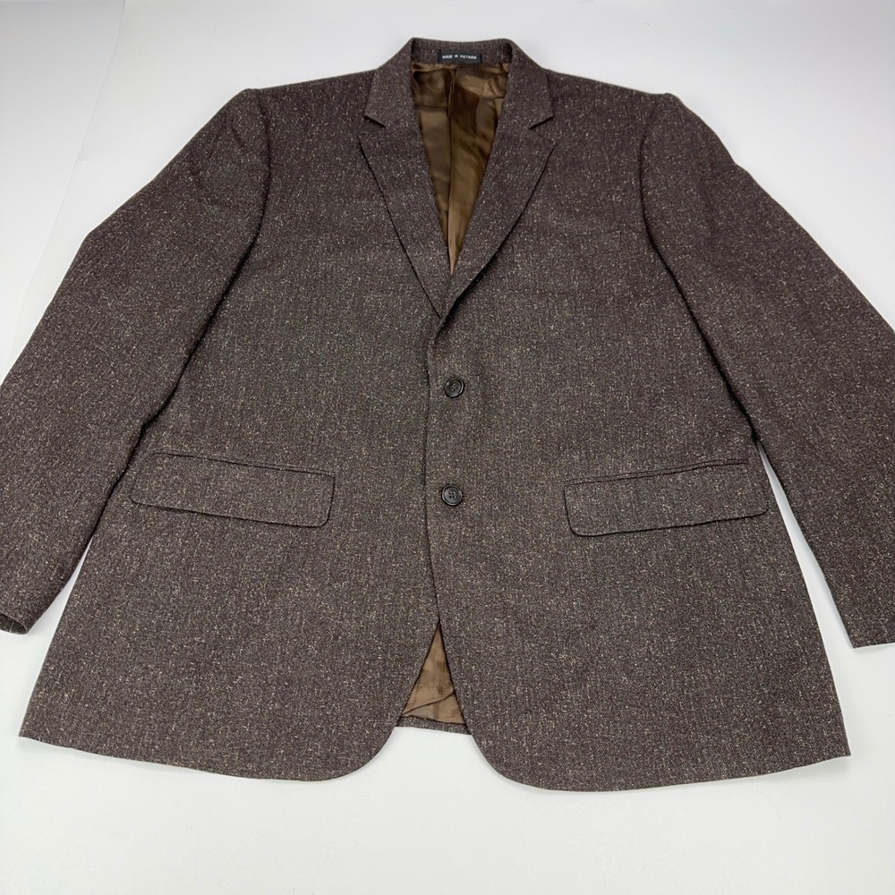 Mens Brown Textured 2-Button Blazer Jacket 44R Professional Sport Coat - Picture 1 of 9
